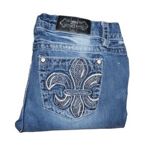 Miss Me Jeans Women’s 29/10 Easy Boot Bling Thick Stitch Western Blue Jeans